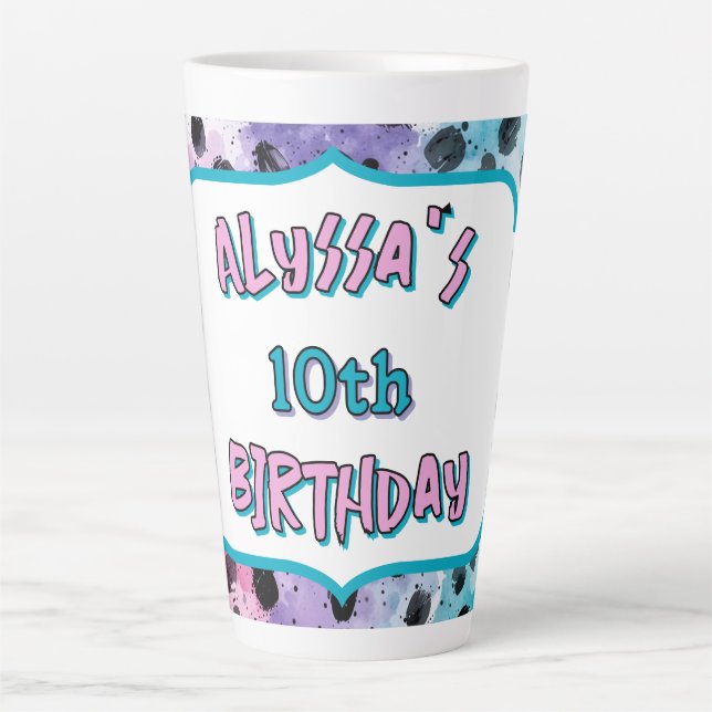 Tasse Latte Whimsical Pastel Dalmatian Spots Anniversaire (Devant)