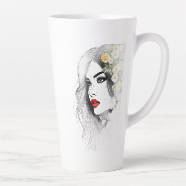 Tasse Latte Whispers of Nature - Beauté féminine en fleurs (Droite)