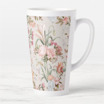 White Cats Pink Roses Floral 