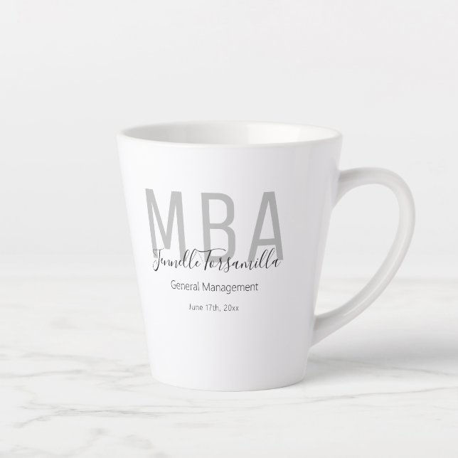 Tasse Latte White Grey Nom MBA Graduate (Droite)