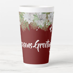 Tasse Latte White Poinsettia Garland