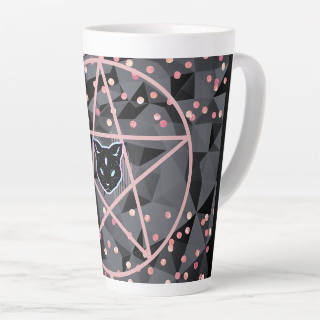 Tasse Latte WiizyWitch Magic Witch Cosmic Chat Pentacle Magick (Angle droit)