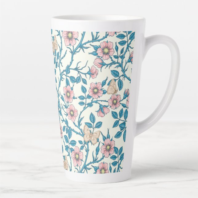 Tasse Latte Wild roses and butterflies /pink/blue/off white (Droite)