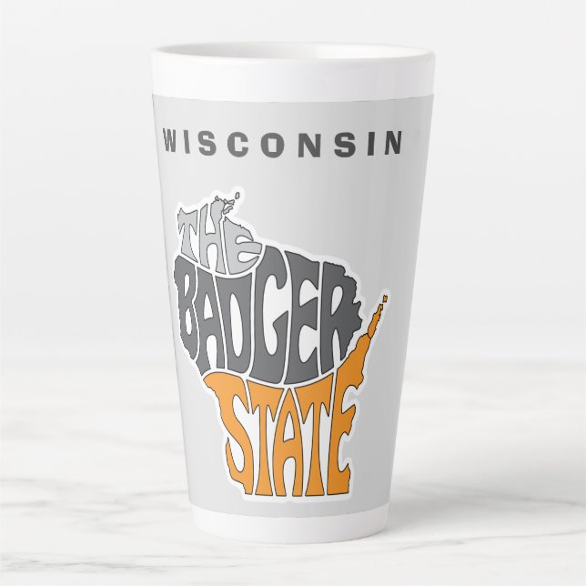 Tasse Latte Wisconsin State Pseudo Word Art (Devant)