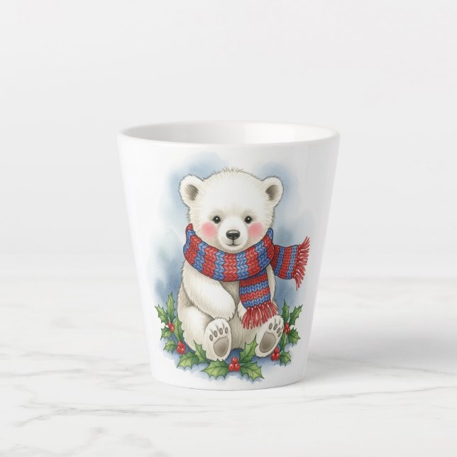Tasse Latte Woodland Christmas Bear Mug, Cute Holiday Fawn Cup (Devant)