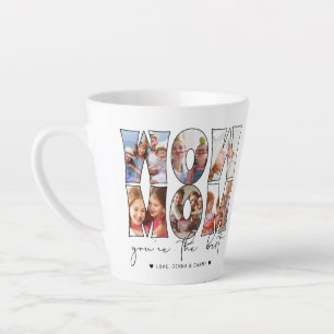 Tasse Latte Wow Mom Citation Modern White 6 Photo Collage