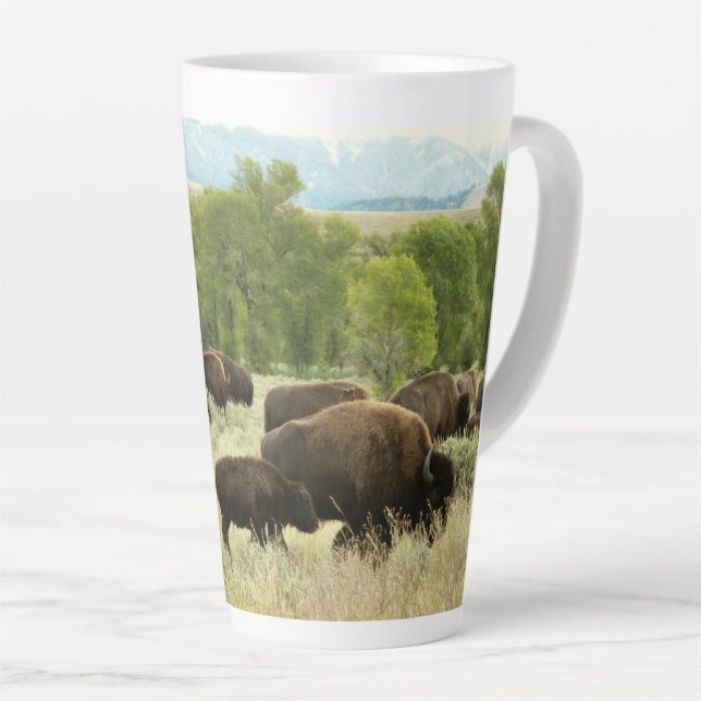 Tasse Latte Wyoming Bison Nature Animal Photographie (Angle droit)