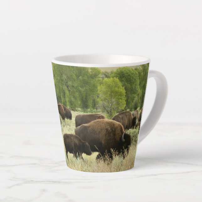 Tasse Latte Wyoming Bison Nature Animal Photographie (Angle droit)