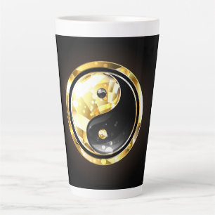 Tasse Latte Yin Yang or sur noir