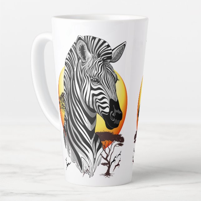 Tasse Latte Zebra African Savanna Wild Animal (Angle gauche)