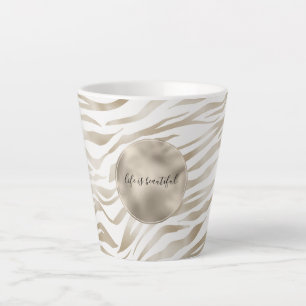 Tasse Latte Zen Cream White Cocoa Brown Zebra Imprimer