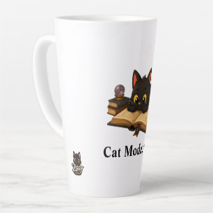 Tasse Latte Ziggy le chat noir lisant un livre