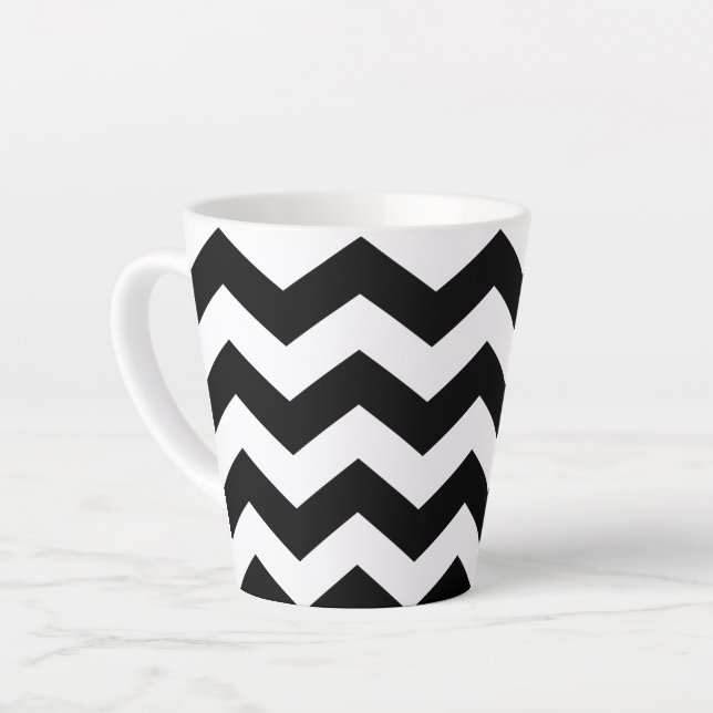 Tasse Latte Zigzag Chevron Noir Et Blanc (Angle gauche)