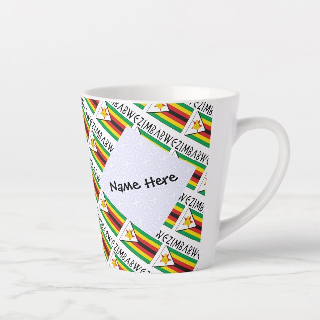 Tasse Latte Zimbabwe Drapeau zimbabwéen personnalisé (Droite)