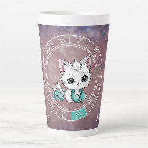 Tasse Latte Zodiac Cancer mignon Chat Roue Planète Astrologie