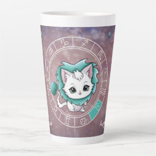 Tasse Latte Zodiac Leo Cute Chat Roue Planète Astrologie
