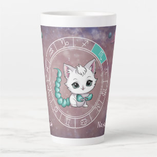 Tasse Latte Zodiac Scorpio Cute Chat Roue Planète Astrologie