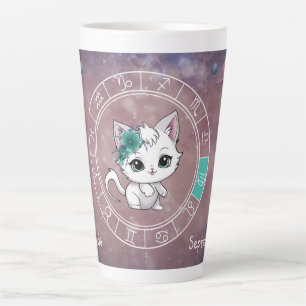 Tasse Latte Zodiac Virgo Cute Chat Roue Planète Astrologie