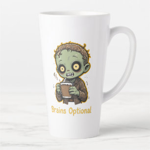 Tasse Latte Zombie Café Drôle Mignon Sans Cerveau Facultatif