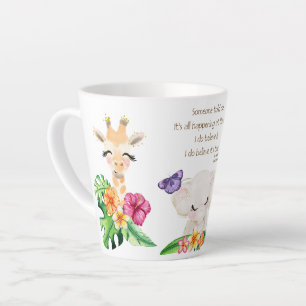 Tasse Latte Zoo Bébés Avec Fleurs