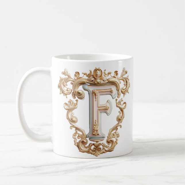 Tasse Lettre Baroque 'F' pour une Princesse du Caf (Gauche)