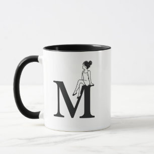 Tasse Lettre M Minimaliste avec Illustration de Fi