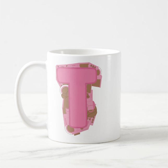 Tasse Lettre T : Monogramme Initial  (Gauche)
