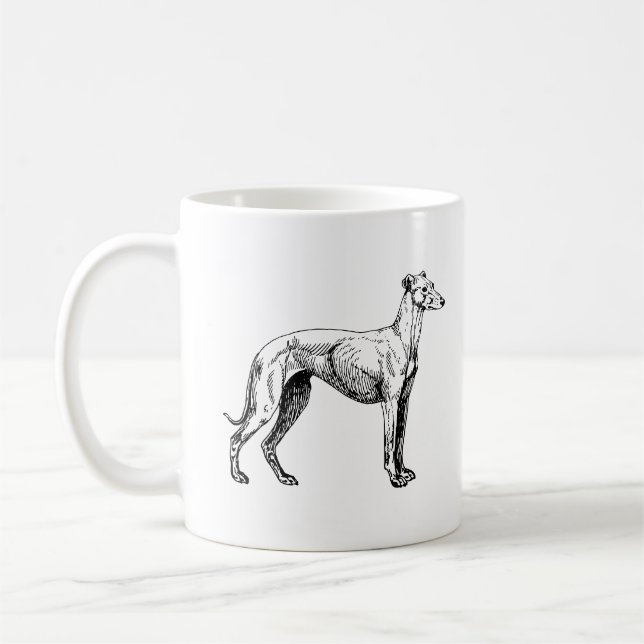 Tasse lévrier de dessin au trait (Gauche)