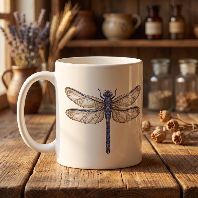 Tasse Libellule Céleste Ligne d'Art Luxe (Créateur téléchargé)