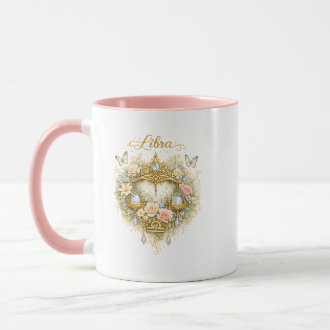 Tasse Libra Zodiaque Fleur de Coeur – Astrologie É (Gauche)