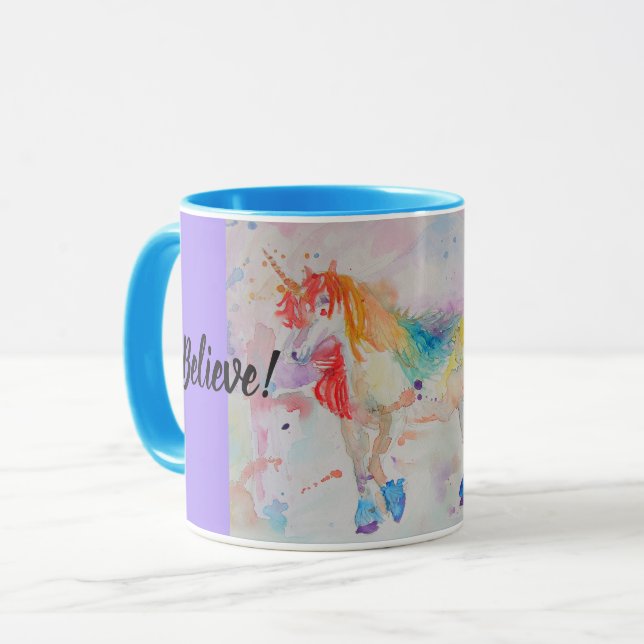 Tasse Licorne Arc-en-Ciel Magique Croyez (Devant gauche)