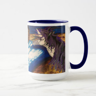 Tasse licorne blanche aux cheveux violets métalliq