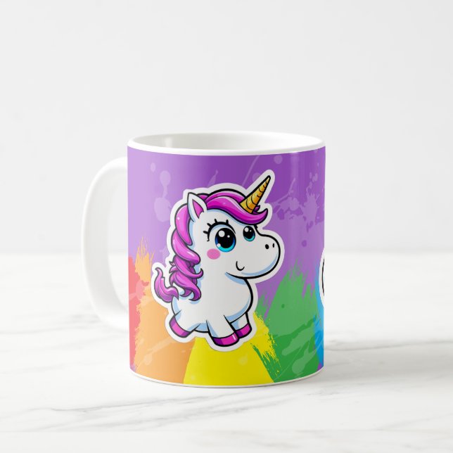 Tasse Licorne cartoon arc en ciel  (Devant gauche)