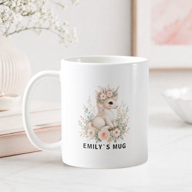 Tasse Licorne de la Forêt Personnalisée avec Nom (Custom Woodland Unicorn Mug with your Name or Quate)