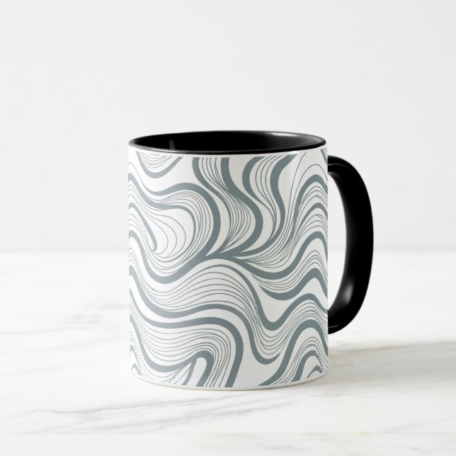 Tasse Lignes Vaguées Abstraites Modernes (Devant droit)