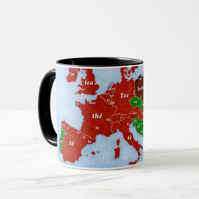 Tasse linguistique de carte de l'Europe de thé (Devant gauche)