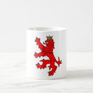 Tasse Lion Rouge Rampant avec Couronne Dorée