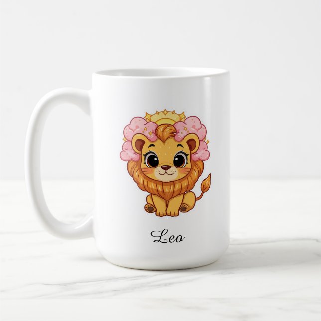 Tasse Lion Zodiaque Céleste - Art du Lion Rose (Gauche)
