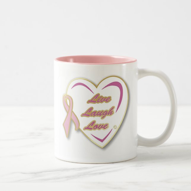 Tasse LiveLaughLove de cancer du sein avec le (Droit)