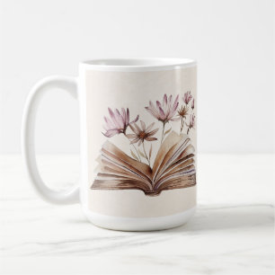 Tasse Livre & Fleur Vintage   Cadeau Texte Personn