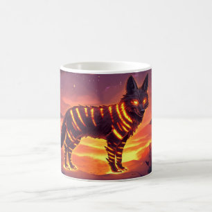 Tasse Loup Mystique avec Rayures Lumineuses au Cré