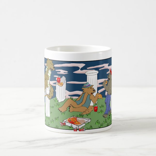 Tasse Loups-Garous Mangeant de la Pizza (Centre)