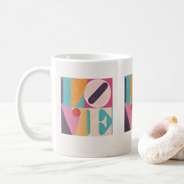 Tasse LOVE d'Art Pop Rétro pour la Saint-Valentin (Avec donut)