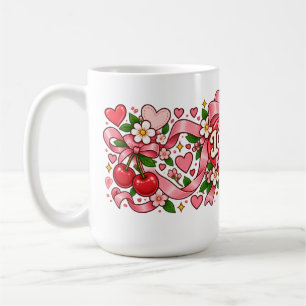 Tasse Love You a Bunch Arc-en-ciel Ruban Coeur Ros