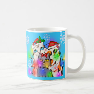 Tasse lunatique du café de l'amoureux des chats de