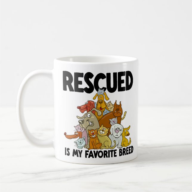 Tasse Ma Race Préférée est Chien et Chat Sauvée (Gauche)