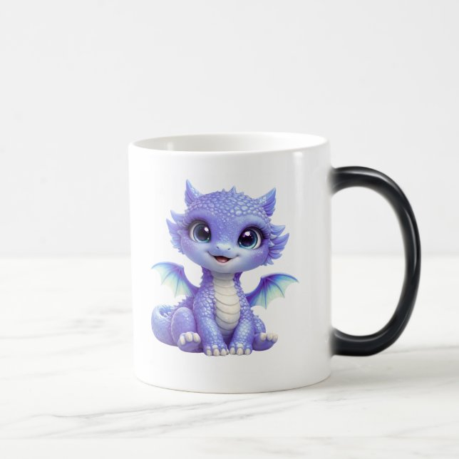 Tasse magique avec un doux bébé dragon bleu (Droite)