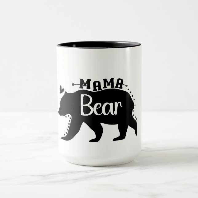 Tasse Mama Bear avec silhouette d'ours audacieuse (Centre)