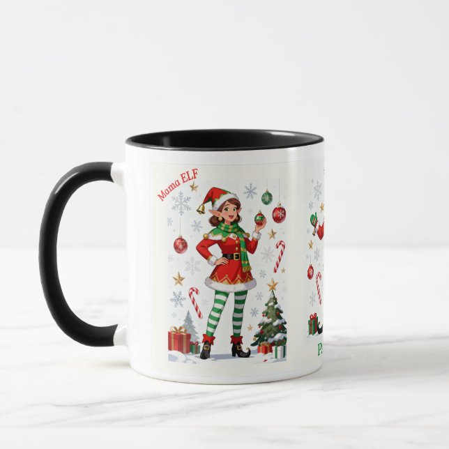 Tasse Mama Elf – Mug de Noël drôle et mignon pour  (Gauche)
