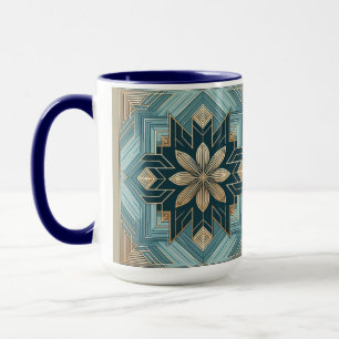 Tasse Mandala Florale Géométrique Bleue – Sarcelle
